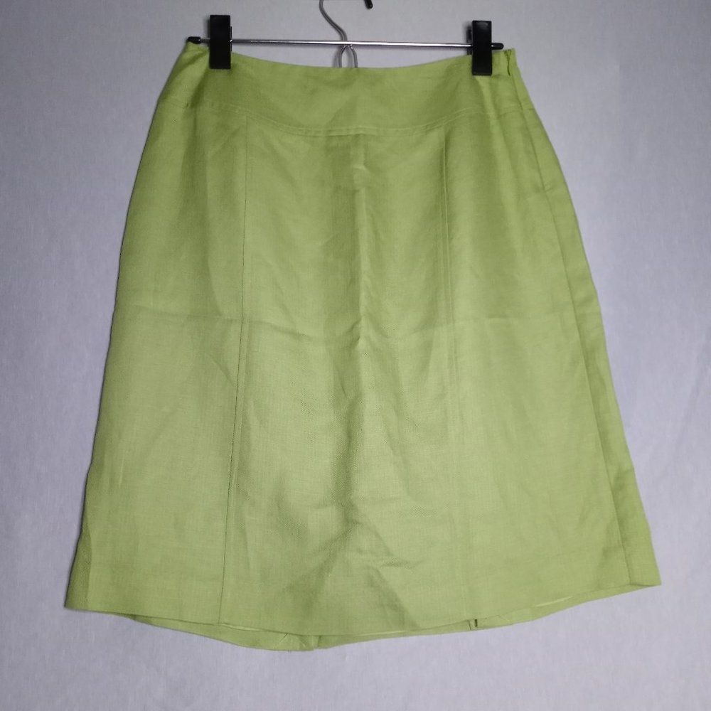 Parisian Signature Skirt Women's 4Petite Lime Knee Length Linen Blend
